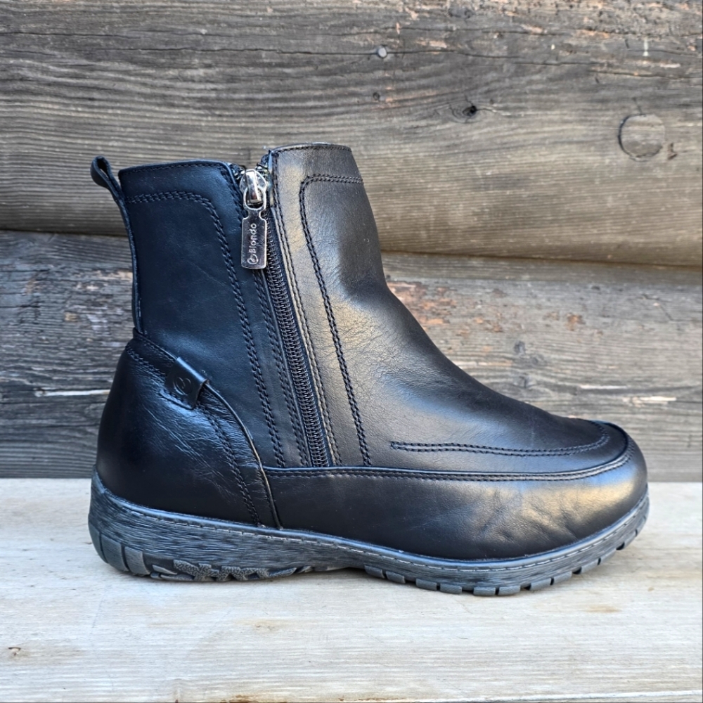 ✨️Blondo NEW Alessa Black Leather, Aqua Protect, Insulated Winter Bootie. 9WW - Picture 1 of 15